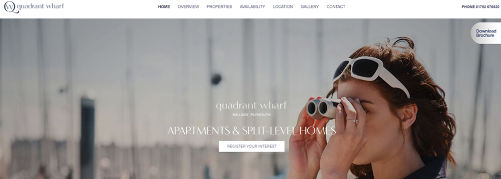 Website launched for Quadrant Wharf in Millbay, Plymouth.